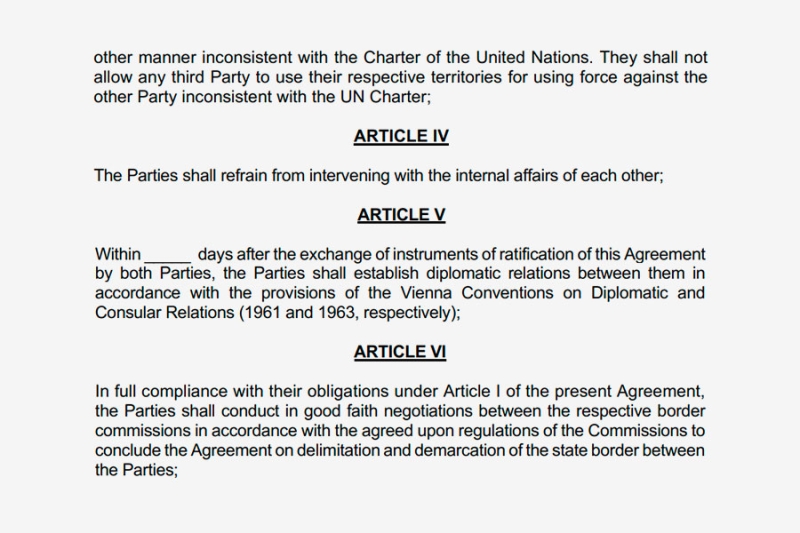 Баку опубликовал проект соглашения с Ереваном