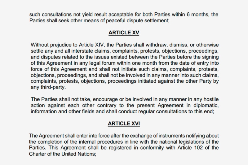 Баку опубликовал проект соглашения с Ереваном