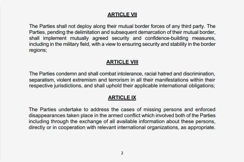 Баку опубликовал проект соглашения с Ереваном