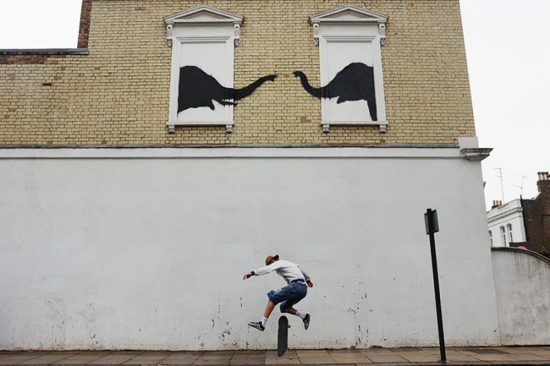 Бэнкси завершил серию работ с животными на ставнях зоопарка в Лондоне