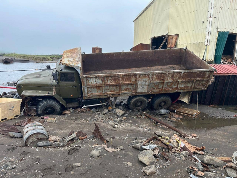 Цунами вымыло с рыбзавода на Курилах тонны лосося и гребешка