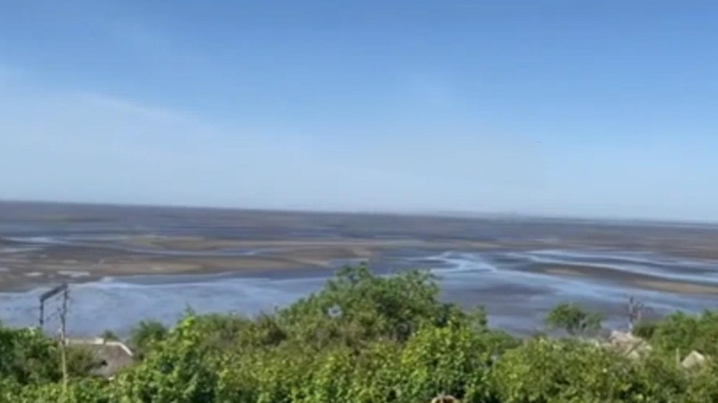 Как Каховское водохранилище сильно обмелело. Видео
