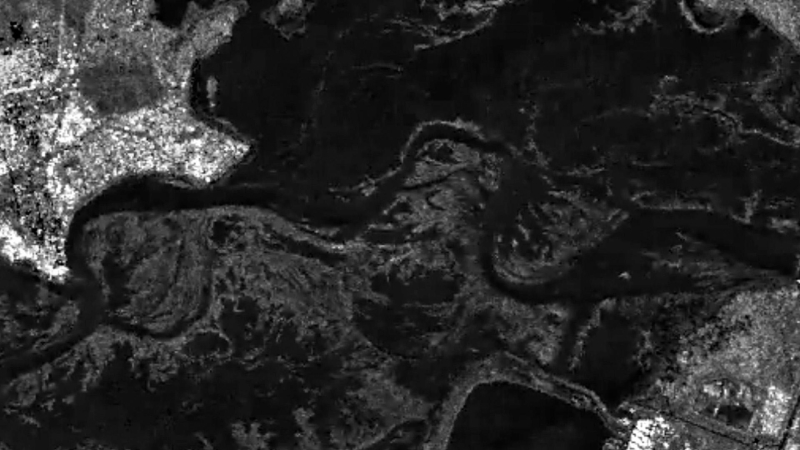 Как обмелело Каховское водохранилище у Энергодара. Вид со спутника