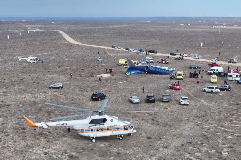 Как выглядит место крушения самолета в Казахстане