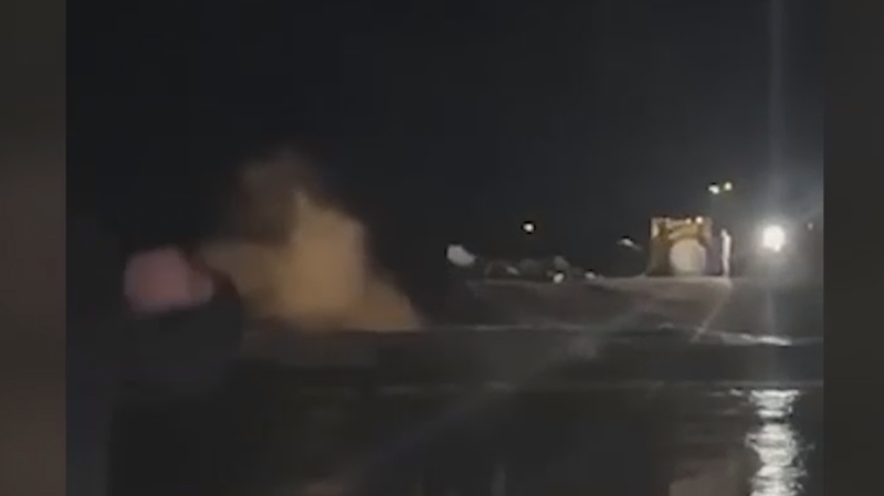 Момент прорыва дамбы в Орске попал на видео