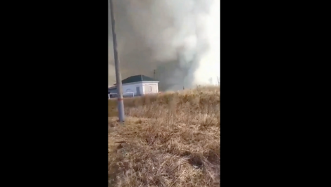 На Михайловском ГОКе загорелся резервуар с топливом после атаки дрона