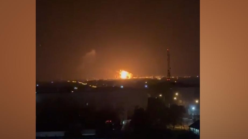 Появились кадры падения дрона ВСУ на Кубани