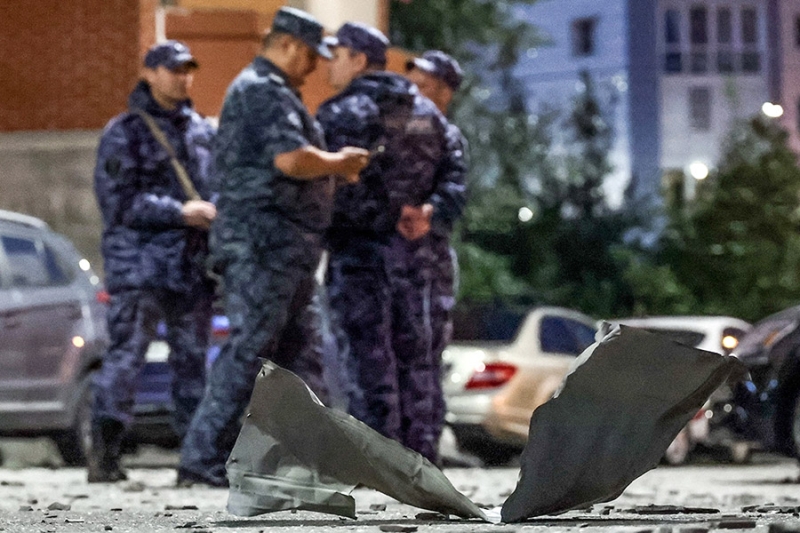 Последствия падения беспилотника в Красногорске. Фоторепортаж