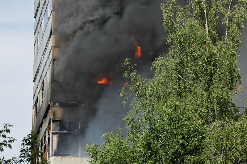 Пожар в многоэтажном здании во Фрязино. Фоторепортаж
