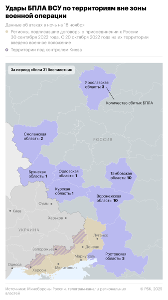 ПВО уничтожила летевшие на Москву беспилотники