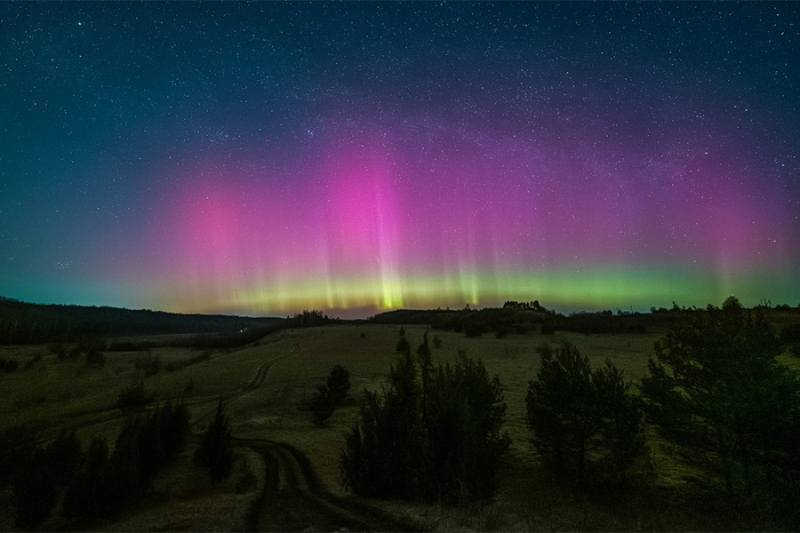 Россияне показали кадры с северным сиянием