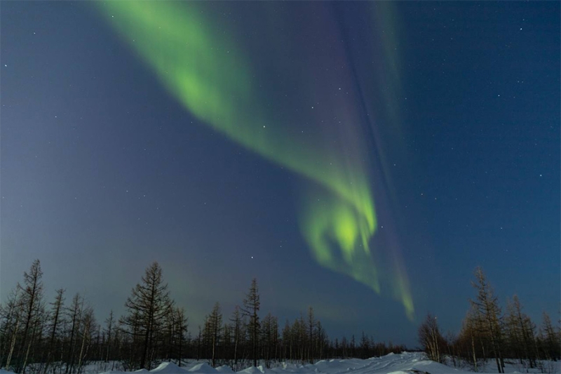 Россияне показали кадры с северным сиянием