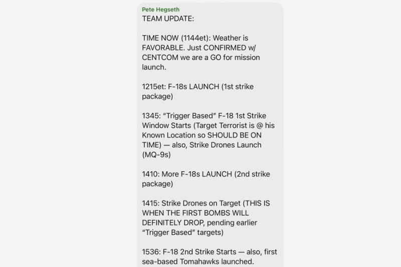 The Atlantic опубликовал новые скриншоты из чата команды Трампа