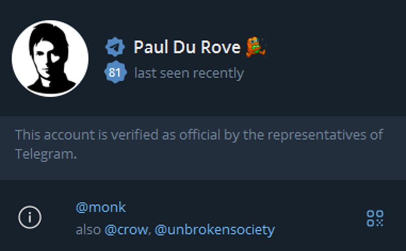 В Telegram появилась верификация пользователей