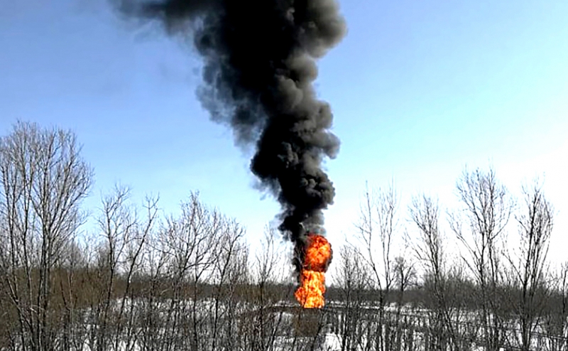 Власти назвали возможные причины пожара на реке Обь